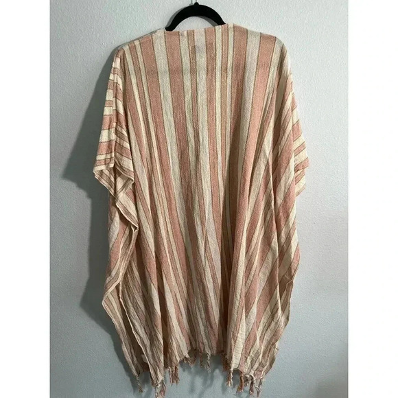 Rays for Days Cocoacabana Rust Cream Striped Kimono One Size Fits Most - Picture 6 of 6